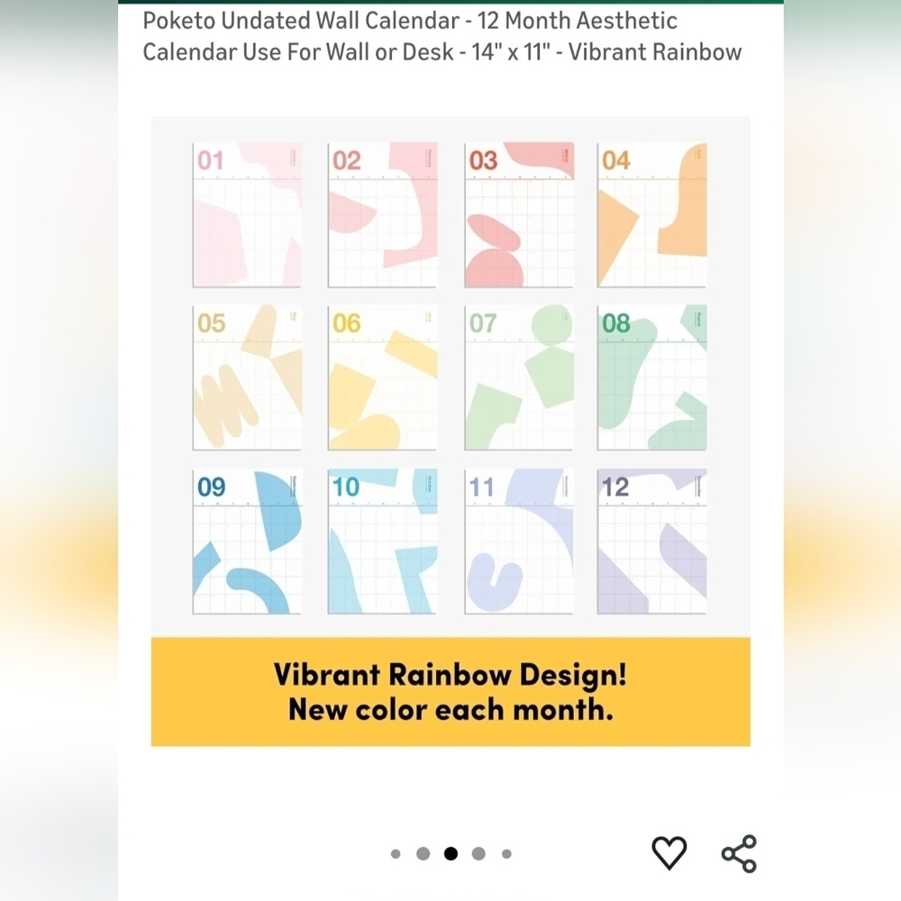 Undated Wall/ Desk Calender NEW